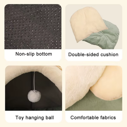 Cozy Cartoon Cat Cave Bed | Soft & Washable